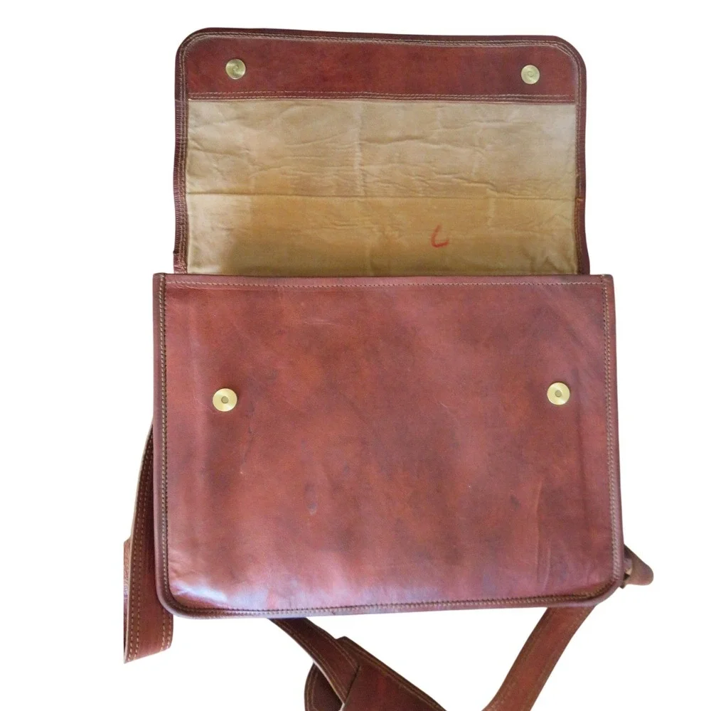 Urban Leather Mens Brown Distressed Leather Messenger Bag Satchel Briefcase